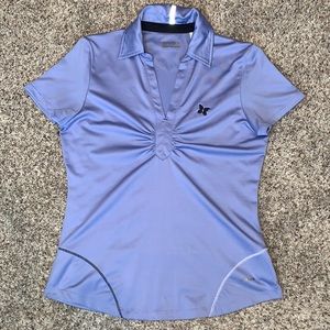 ANNIKA by Cutter & Buck periwinkle blue short sleeve v-neck golf polo top